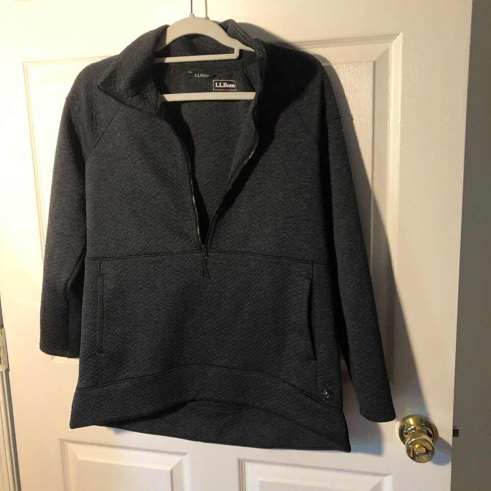 LL Bean women  charcoal gray  1/4 zip sweater, M